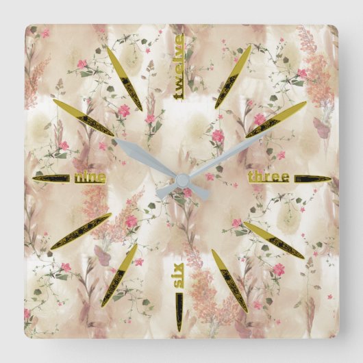 Autumn Neutral-toned Elegant Botanisch thema Vierkante Klok (Voorkant)