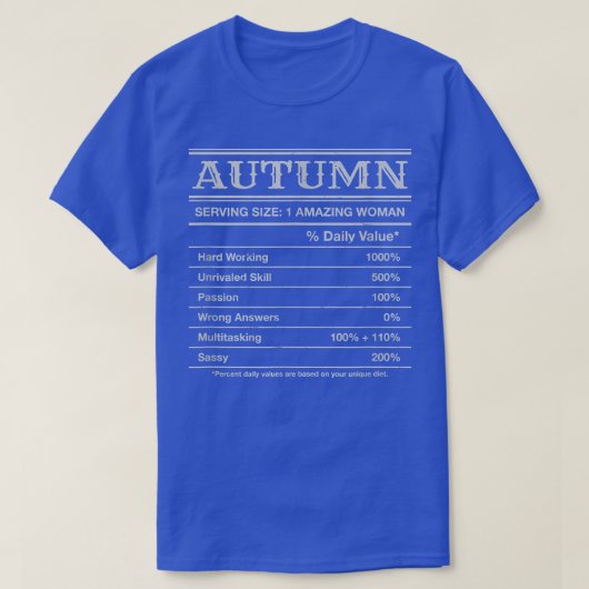 Autumn Nutrition Facts Funny First Name Humor Nick T-shirt (Design voorkant)