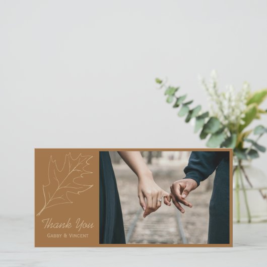 Autumn Oak Leaf Hartelijk dank Bedankkaart (Staand voorkant)