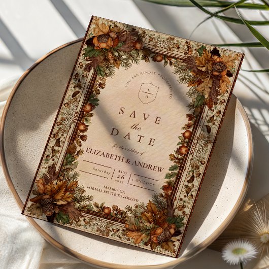 Autumn Oak Leaf Wedding Save The Date