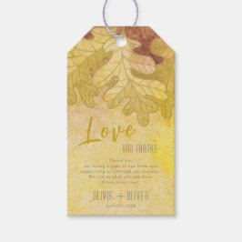 Autumn Oak Leaves Bruiloft Liefde en Bedankt Cadeaulabel