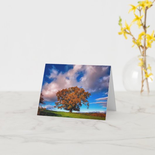Autumn Oak Tree in Wales - blanco kaart (Gele Bloem)
