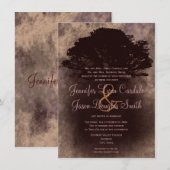 Autumn Oak Tree Silhouette Fall Huwelijksuitnodigi Kaart (Voorkant / Achterkant)