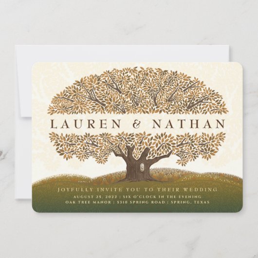 Autumn Oak Wedding Invitation Kaart (Voorkant)