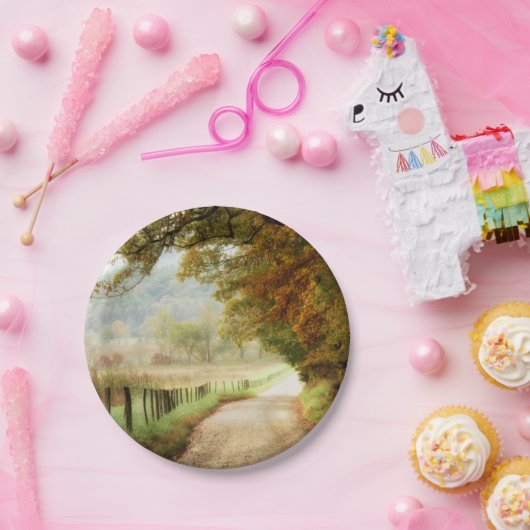 Autumn on a Country Road Papieren Bordje (Feest)