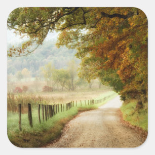 Autumn on a Country Road Vierkante Sticker