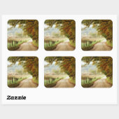 Autumn on a Country Road Vierkante Sticker (Vel)