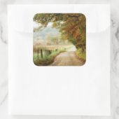Autumn on a Country Road Vierkante Sticker (Tas)