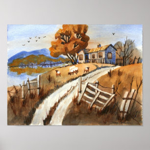 Autumn on Olde Hill Lane Poster