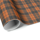 Autumn Orange and Black Tartan Plaid Cadeaupapier (Rol Hoek)