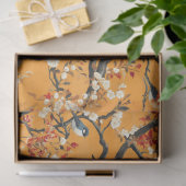 Autumn Orange Floral Birds Chinoiserie Tissuepapier (Geschenk)