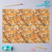 Autumn Orange Floral Birds Chinoiserie Tissuepapier (Craft)