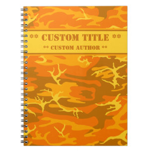 Autumn Oranje Camo Notitieboek met Titel/Author Bl