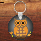 Autumn Oranje Owl Button Sleutelhanger (Voorkant)