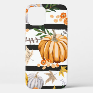 Autumn oranje pompoenen, bloemen, bladeren, gestri Case-Mate iPhone case