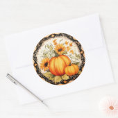 Autumn Oranje Pumpkins Floral Ronde Sticker (Envelop)