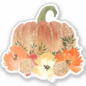 Autumn Oranje Pumpkins Floral Sticker (Voorkant)