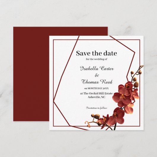 Autumn Orchid Romance Fall Wedding Save the Date (Voorkant / Achterkant)
