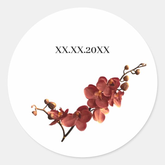 Autumn Orchid Romance Wedding Ronde Sticker (Voorkant)