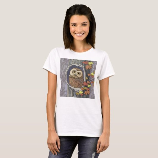 Autumn Owl and Fall Colors T-Shirt (Voorkant volledig)