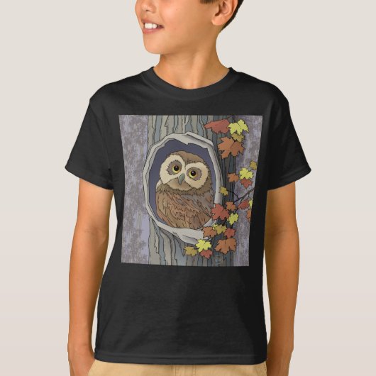 Autumn Owl and Fall Colors T-Shirt (Voorkant)