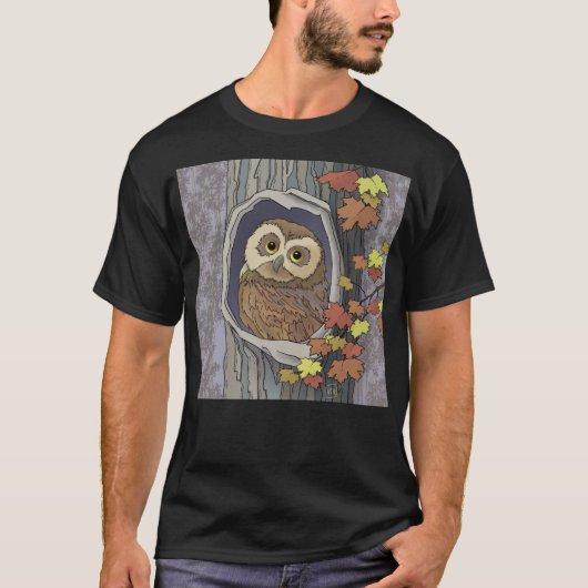 Autumn Owl and Fall Colors T-Shirt (Voorkant)