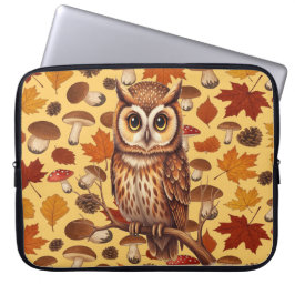 Autumn Owl And Leaves Laptop Sleeve