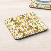 Autumn Owl and Pumpkin Pattern Plastic Coaster Set Bier Onderzetter (Linkerzijde)