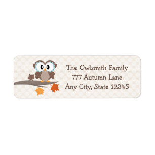 Autumn Owl de Etiketten van het Adres van de Terug