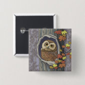 Autumn Owl en de Button van de Kleuren van de Dali (Voorkant /achterkant)