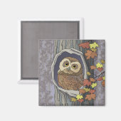 Autumn Owl en de Kleuren van de Daling Magnet (Voorkant / Achterkant)
