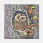 Autumn Owl en de Kleuren van de Daling Magnet (Voorkant)