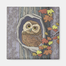 Autumn Owl en de Kleuren van de Daling Magnet