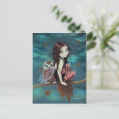 Autumn Owl Gothic Fantasy Fairy en Owl Briefkaart (Staand voorkant)