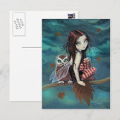 Autumn Owl Gothic Fantasy Fairy en Owl Briefkaart (Voorkant / Achterkant)