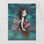 Autumn Owl Gothic Fantasy Fairy en Owl Briefkaart (Voorkant)