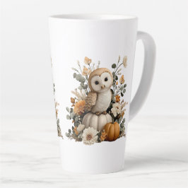 Autumn Owl met pompoenen Halloween kunst Latte Mok