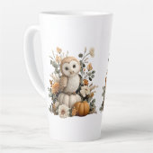 Autumn Owl met pompoenen Halloween kunst Latte Mok (Linkerhoek)