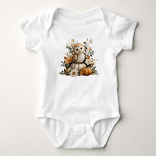 Autumn Owl met pompoenen Halloween kunst Romper