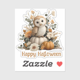 Autumn Owl met pompoenen Halloween kunst Sticker