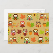 Autumn Owl Pattern Briefkaart (Voorkant / Achterkant)