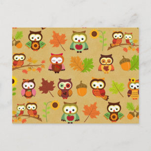 Autumn Owl Pattern Briefkaart