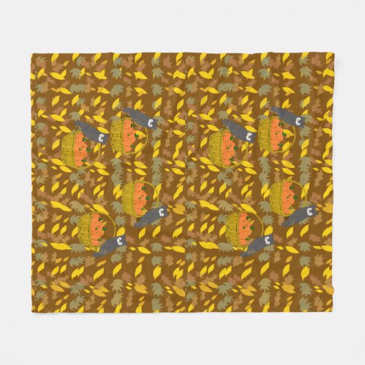 Autumn Owl Pumpkin Pattern Fleece Blanket Deken (Voorkant (Horizontaal))