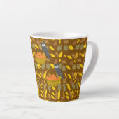 Autumn Owl Pumpkin Pattern Latte Mug Latte Mok (Rechterhoek)