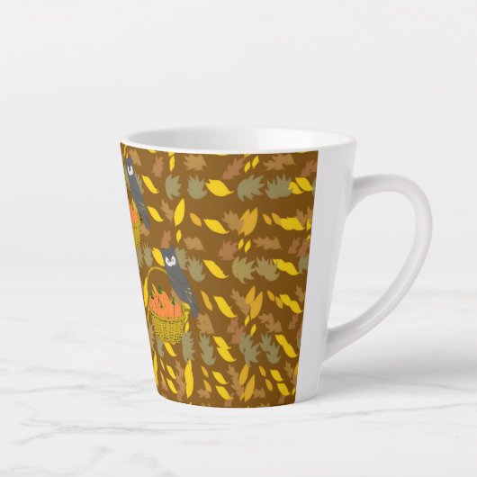 Autumn Owl Pumpkin Pattern Latte Mug Mok (Rechts)