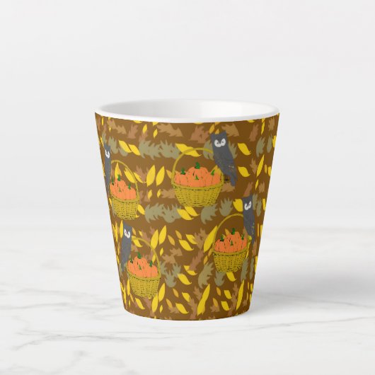 Autumn Owl Pumpkin Pattern Latte Mug Mok (Voorkant)