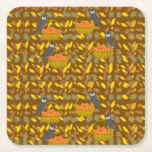 Autumn Owl Pumpkin Pattern Paper Coasters Kartonnen Onderzetters (Voorkant)