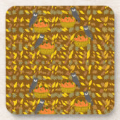 Autumn Owl Pumpkin Pattern Plastic Coaster Bier Onderzetter (Voorkant)