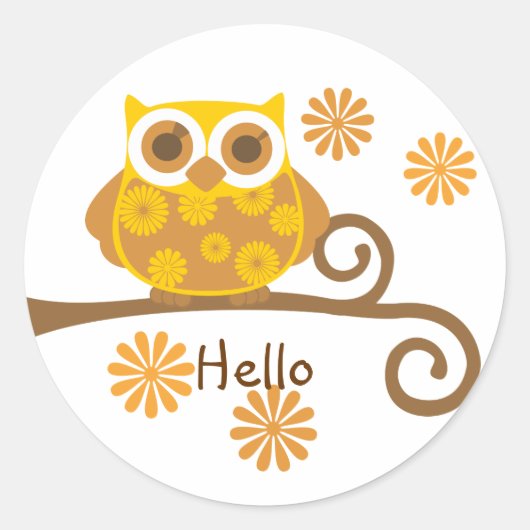 Autumn Owl Ronde Sticker (Voorkant)
