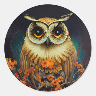 Autumn Owl Ronde Sticker